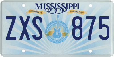MS license plate ZXS875