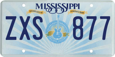 MS license plate ZXS877