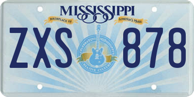 MS license plate ZXS878