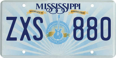 MS license plate ZXS880
