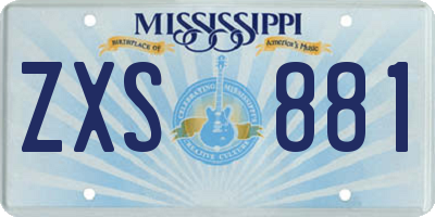 MS license plate ZXS881