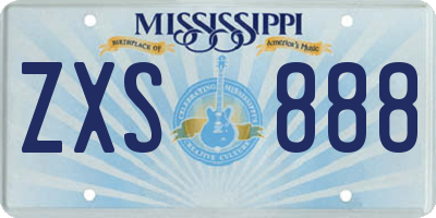 MS license plate ZXS888