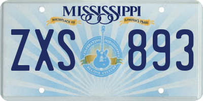 MS license plate ZXS893