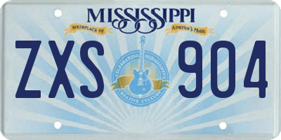 MS license plate ZXS904