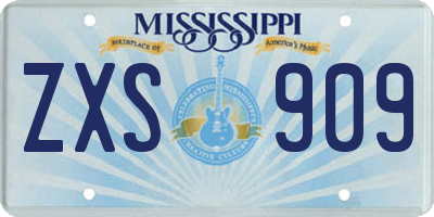 MS license plate ZXS909