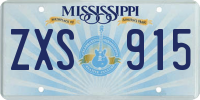 MS license plate ZXS915