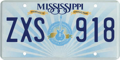 MS license plate ZXS918