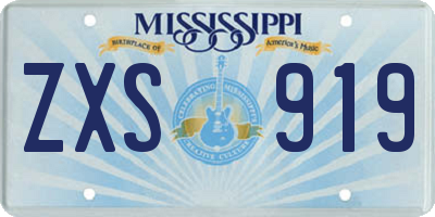 MS license plate ZXS919