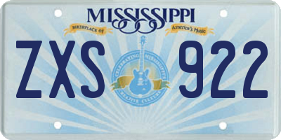 MS license plate ZXS922