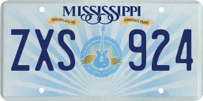 MS license plate ZXS924
