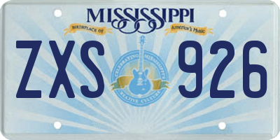 MS license plate ZXS926