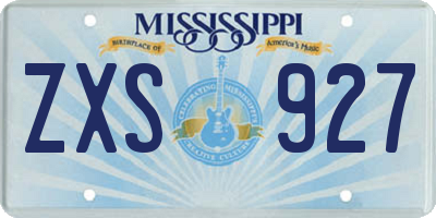 MS license plate ZXS927