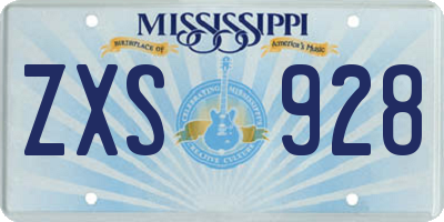 MS license plate ZXS928
