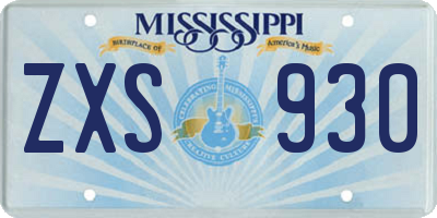 MS license plate ZXS930