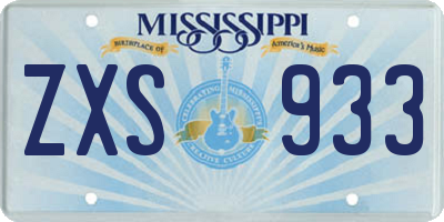 MS license plate ZXS933