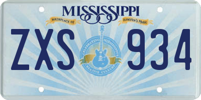 MS license plate ZXS934
