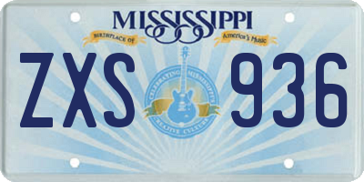 MS license plate ZXS936