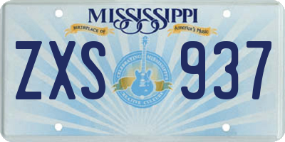 MS license plate ZXS937
