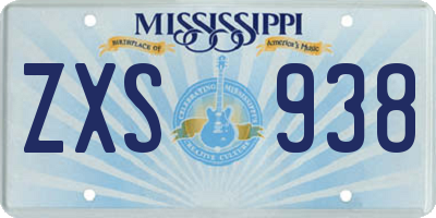MS license plate ZXS938