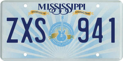 MS license plate ZXS941