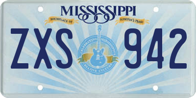 MS license plate ZXS942