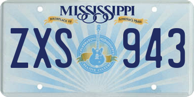 MS license plate ZXS943