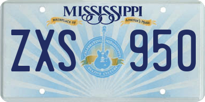 MS license plate ZXS950