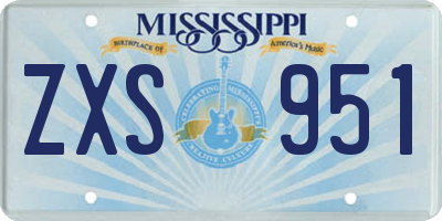 MS license plate ZXS951