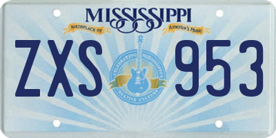 MS license plate ZXS953