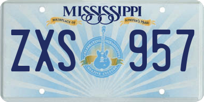 MS license plate ZXS957