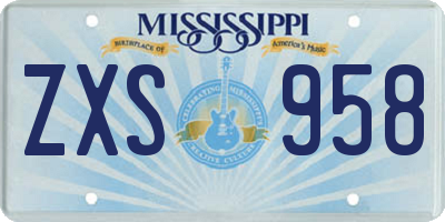 MS license plate ZXS958