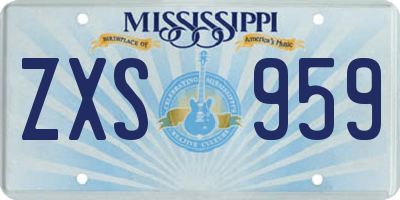 MS license plate ZXS959