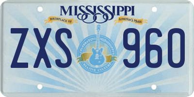 MS license plate ZXS960