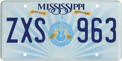 MS license plate ZXS963