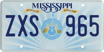 MS license plate ZXS965
