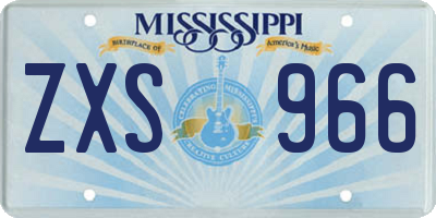 MS license plate ZXS966