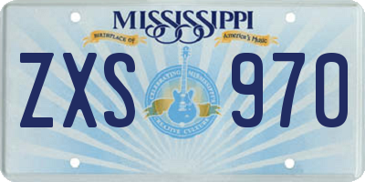 MS license plate ZXS970