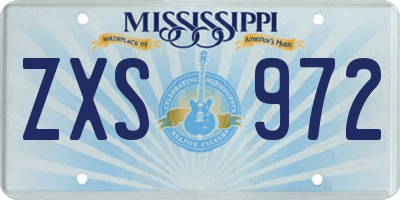 MS license plate ZXS972