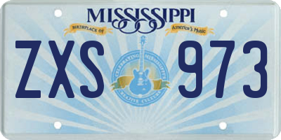 MS license plate ZXS973