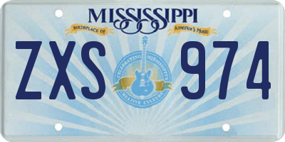 MS license plate ZXS974