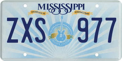 MS license plate ZXS977