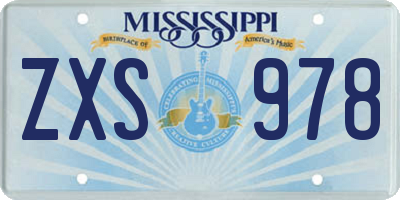 MS license plate ZXS978