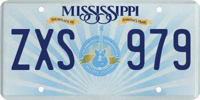 MS license plate ZXS979