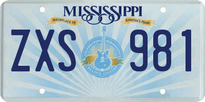 MS license plate ZXS981