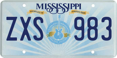 MS license plate ZXS983