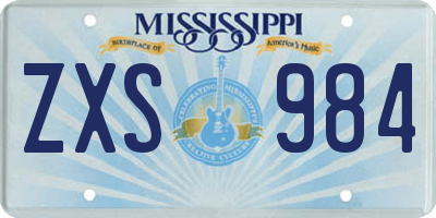 MS license plate ZXS984