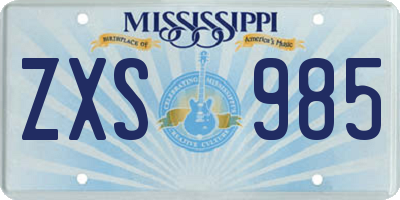MS license plate ZXS985
