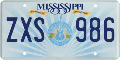 MS license plate ZXS986