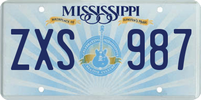 MS license plate ZXS987