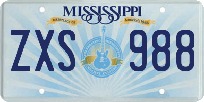 MS license plate ZXS988